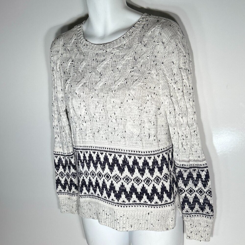 Market & Spruce SZ XS Fair Isle Sweater Cable Knit Preppy Heritage Fisherman